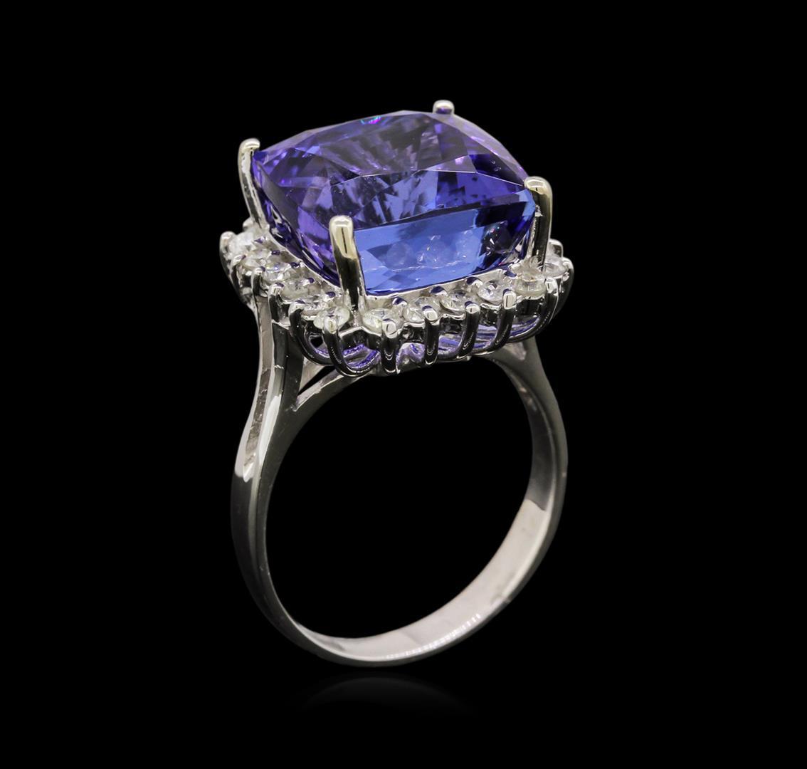 14KT White Gold 12.95 ctw GIA Certified Tanzanite and Diamond Ring