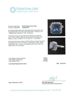 14KT White Gold 12.95 ctw GIA Certified Tanzanite and Diamond Ring