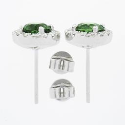 NEW 18k White Gold 2.55 ctw Round Brilliant Tsavorite Stud Earrings & Diamond Ha