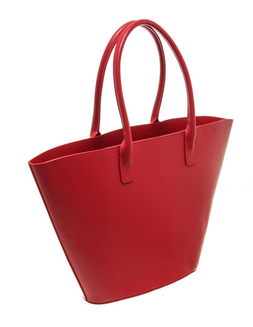 Mansur Gavriel Flamma Calfskin Red Triangle Tote Bag