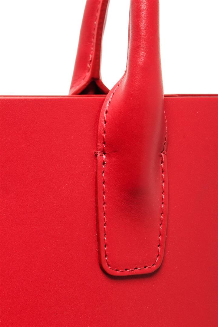 Mansur Gavriel Flamma Calfskin Red Triangle Tote Bag