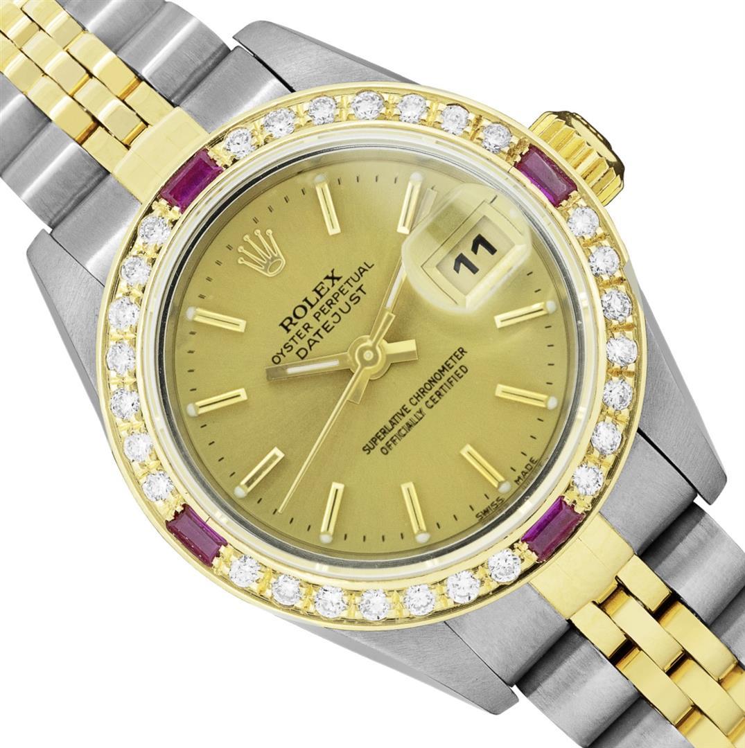 Rolex Quickset Ladies 2Tone 18K Gold Diamond Bezel Datejust Wristwatch With Role