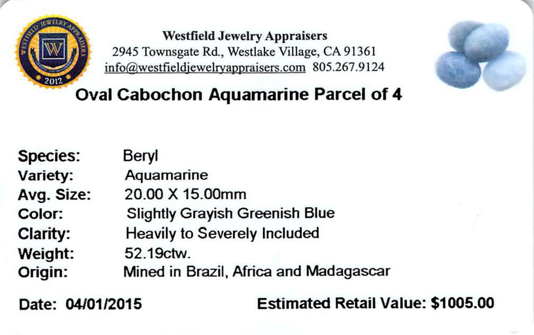 52.19 ctw Oval Cabochon Aquamarine Parcel