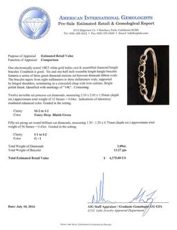 1.09 ctw Diamond Bangle Bracelet - 14KT White Gold