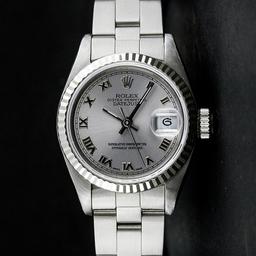 Rolex Ladies Stainless Steel Slate Grey 26MM Oyster Band Wristwatch