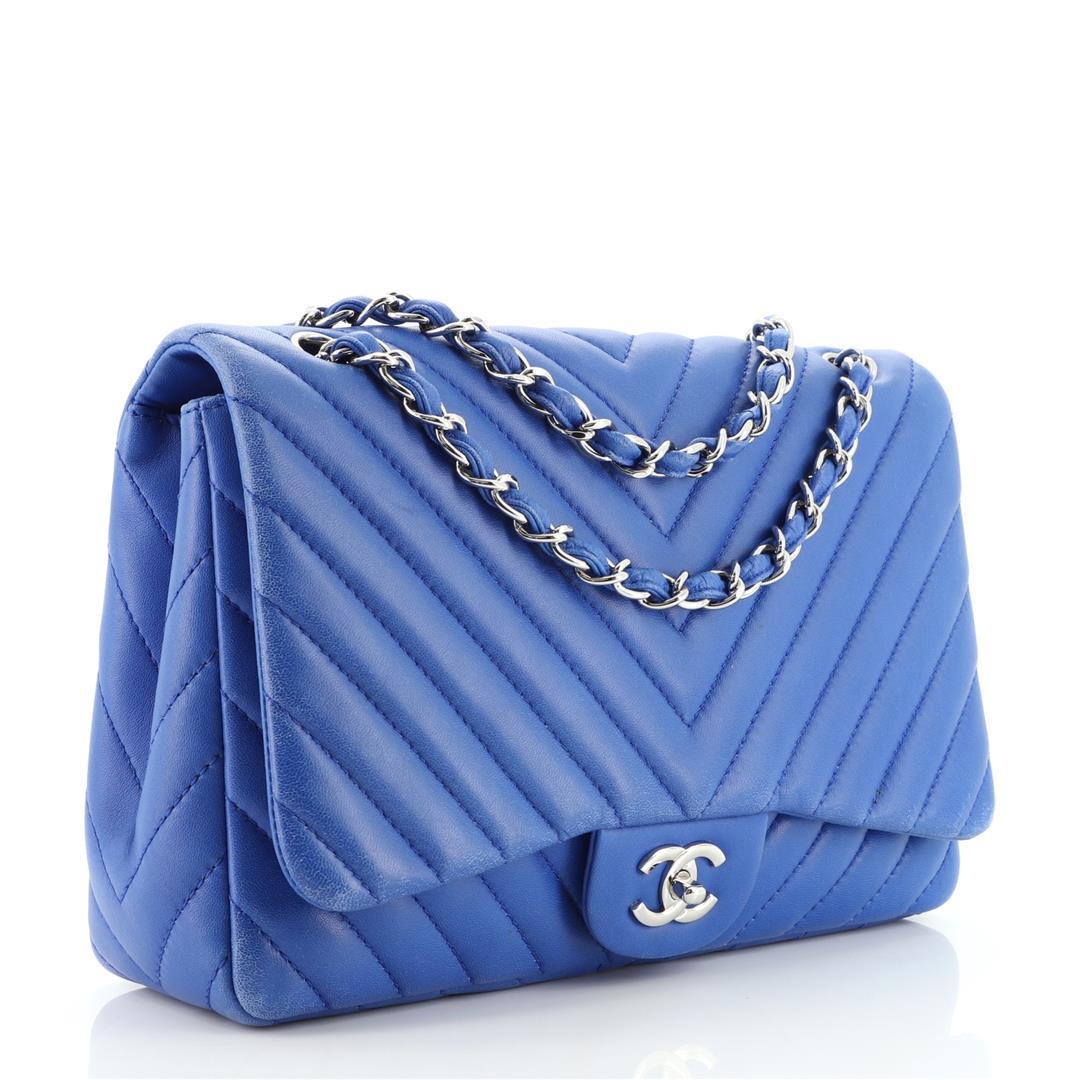 Chanel Classic Single Flap Bag Chevron Lambskin Jumbo