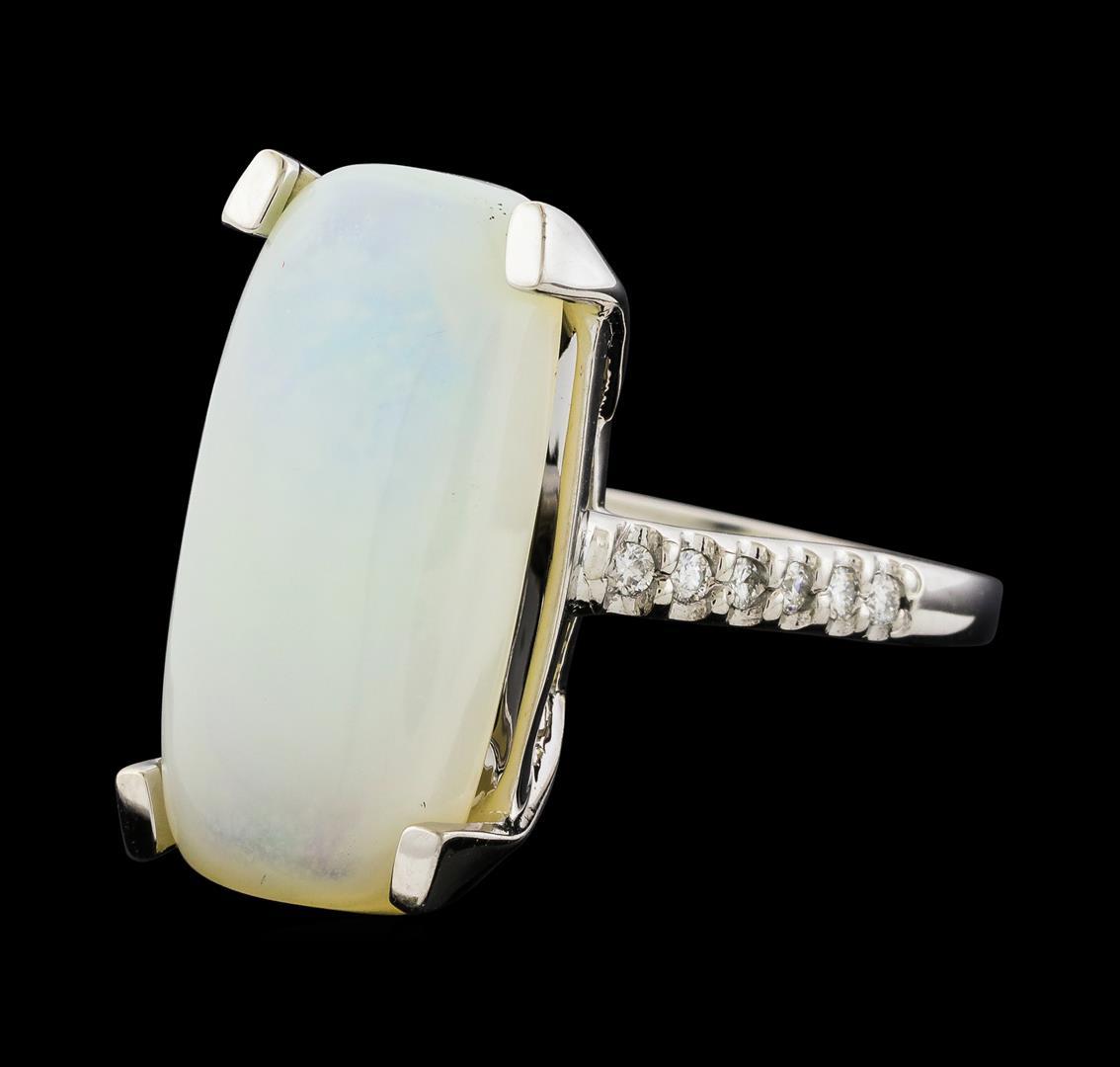 7.50 ctw Opal and Diamond Ring - 14KT White Gold