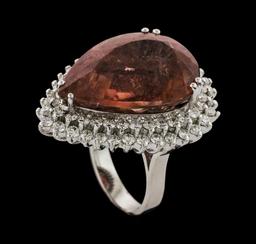 25.76 ctw Tourmaline and Diamond Ring - 14KT White Gold