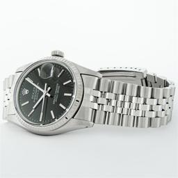 Rolex Mens Stainless Steel Black Index 36mm Datejust Wristwatch With Jubilee Ban