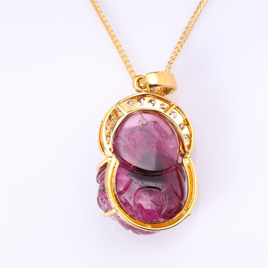 18K Yellow Gold Tourmaline & Diamond Pendant