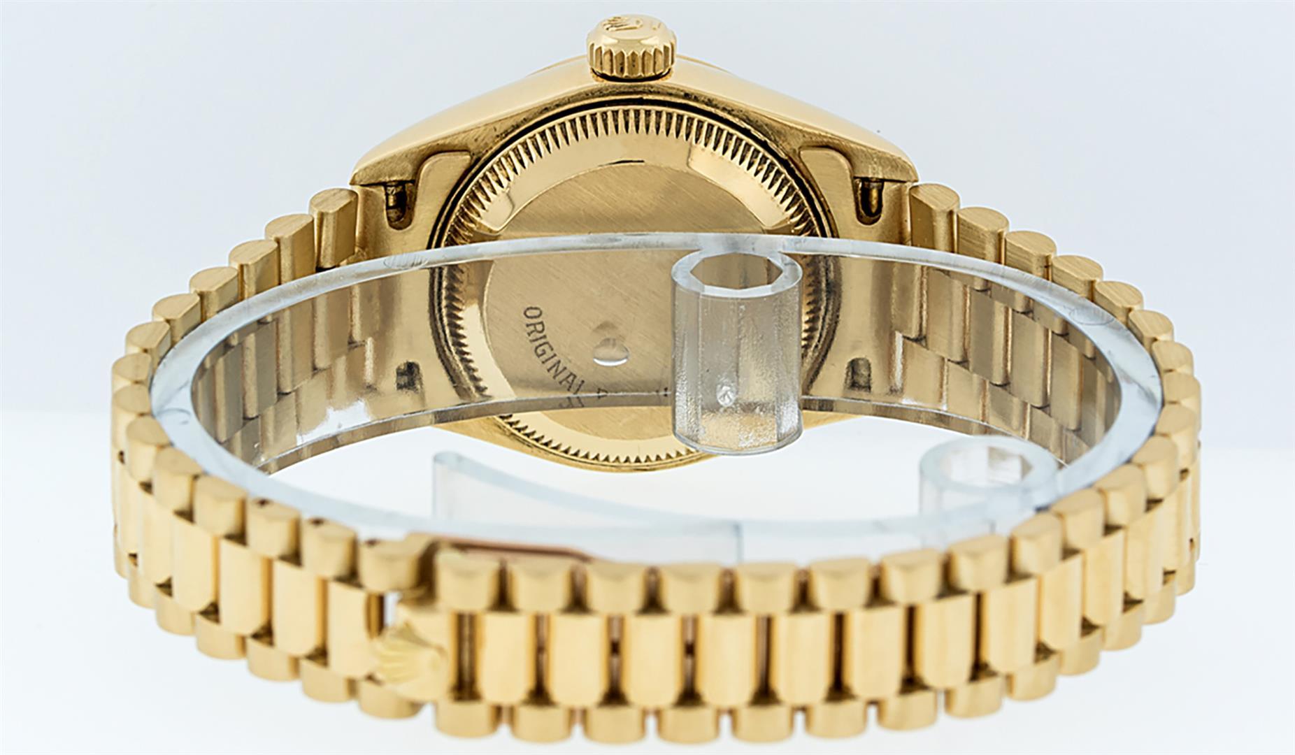 Rolex Ladies Quickset 18K Yellow Gold Champagne Index Datejust President Wristwa