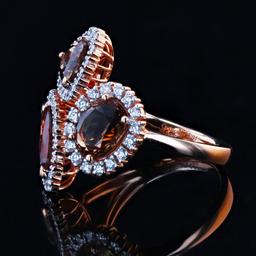 4.26 ctw Orange Sapphire and 0.72 ctw Diamond 18K Rose Gold Ring