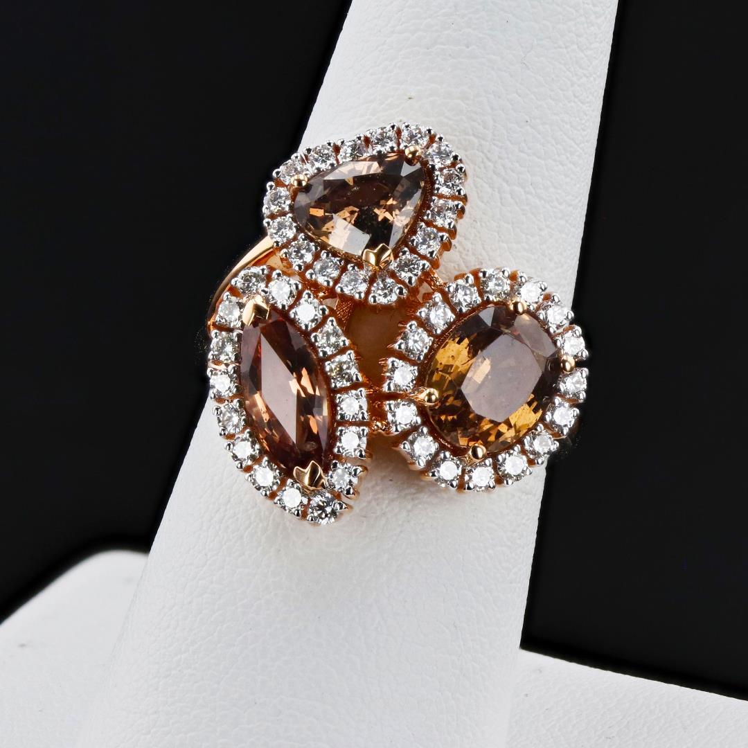 4.26 ctw Orange Sapphire and 0.72 ctw Diamond 18K Rose Gold Ring