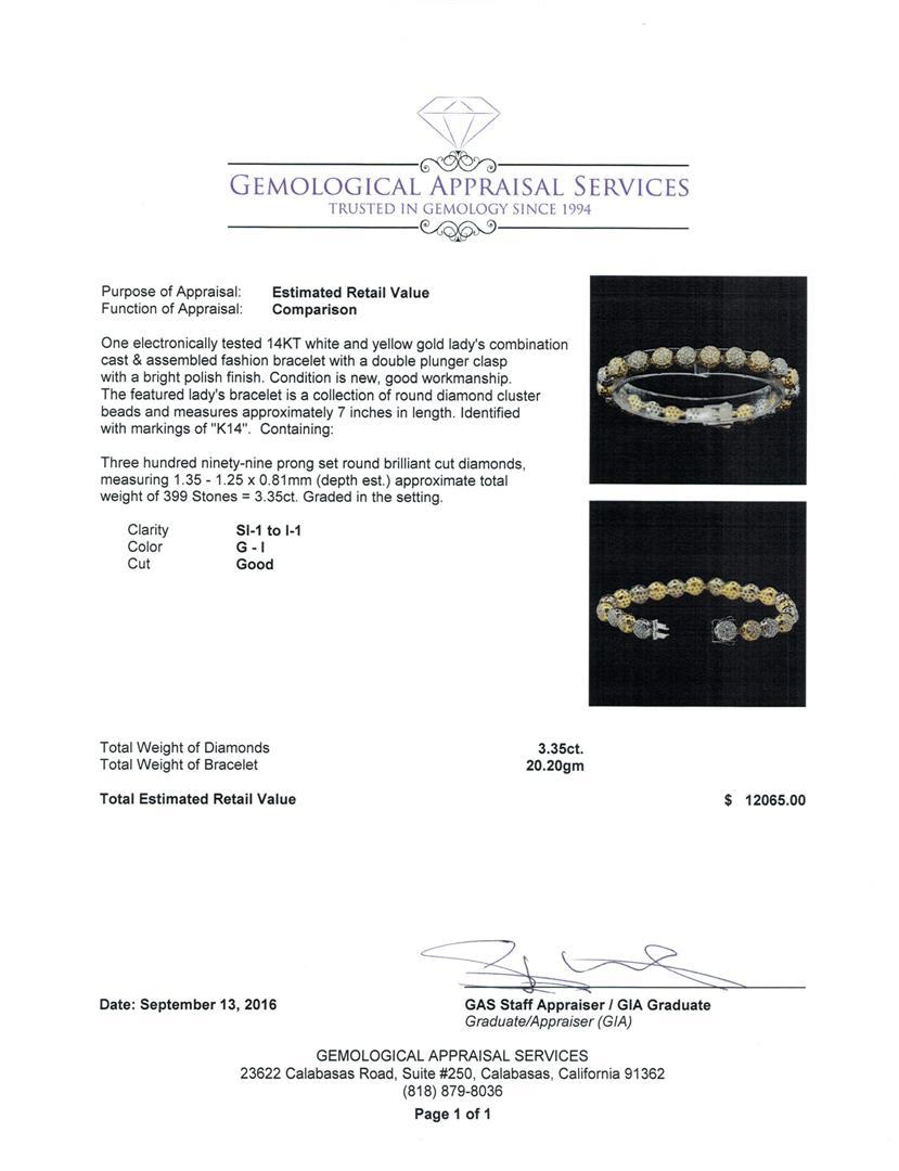 3.35 ctw Diamond Bracelet - 14KT White and Yellow Gold