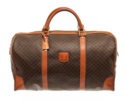 Celine Brown Macadam Pattern Logo Embossed Big Boston Bag