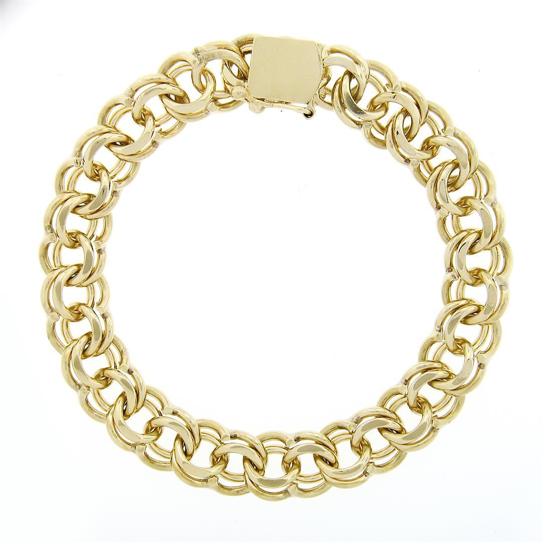 Vintage 14K Yellow Gold 6" Double Loop Open Ring Link Charm Chain Bracelet