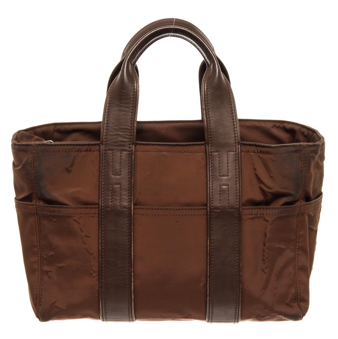 Hermes Brown Nylon and Leather Acapulco Tote Bag