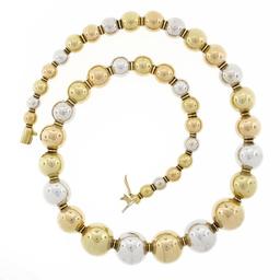 Vintage 18k Rose White Yellow Gold Graduated Round Ball Bead 6.0-14.3mm Necklace