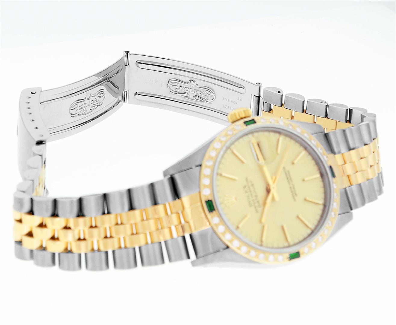 Rolex Mens 14K Yellow Gold And Stainless Steel Champagne Index Dial Diamond And