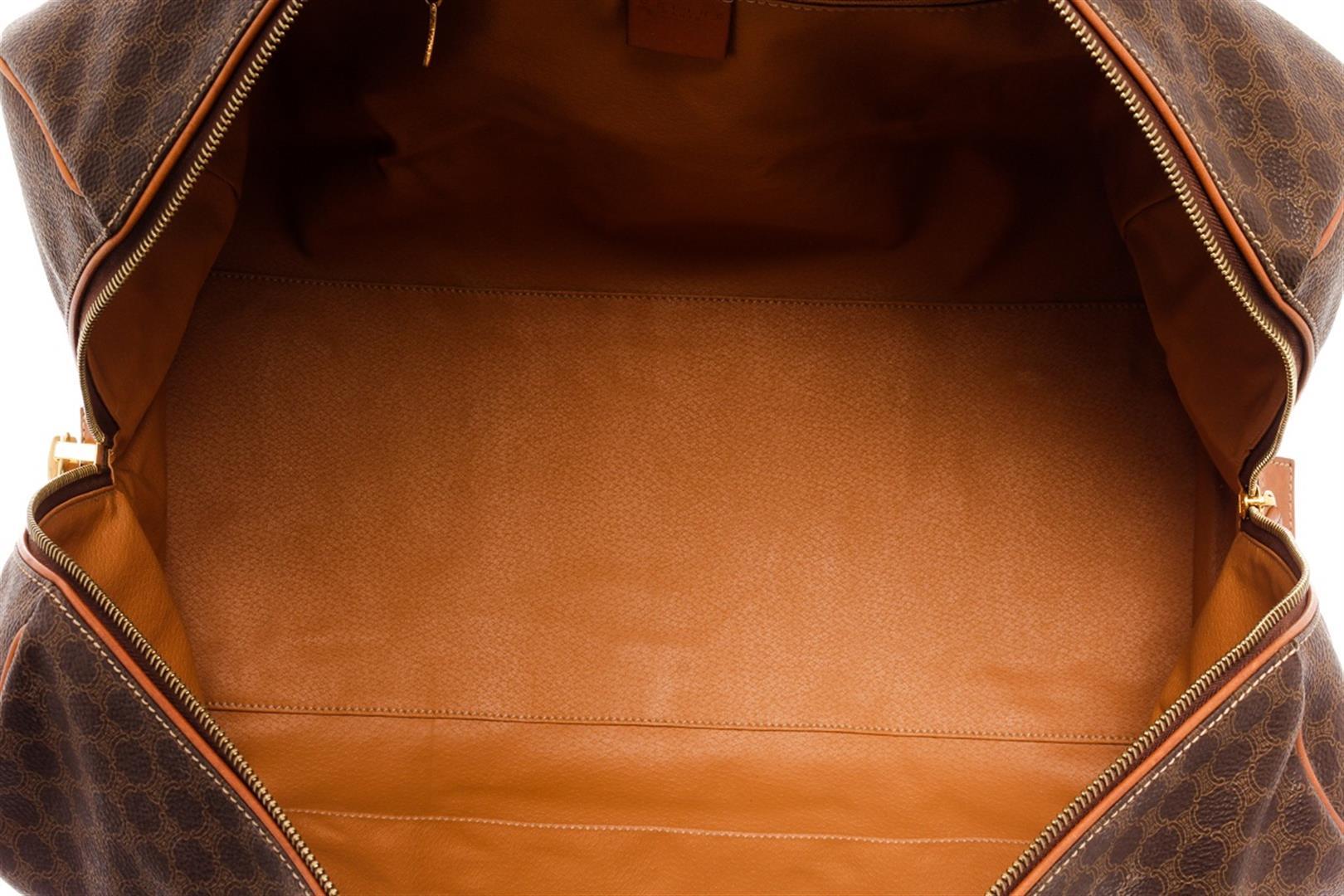 Celine Brown Leather Macadam Boston Bag