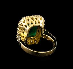 14KT Yellow Gold 6.96 ctw Emerald and Diamond Ring