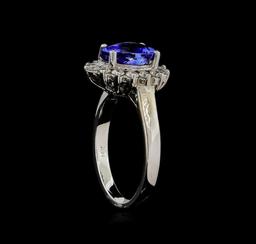 1.88 ctw Tanzanite and Diamond Ring - 14KT White Gold