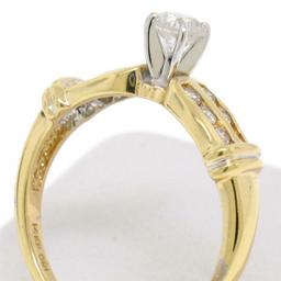 14k Yellow Gold 0.30 ctw Round Diamond & Dual Row Channel Accent Engagement Ring