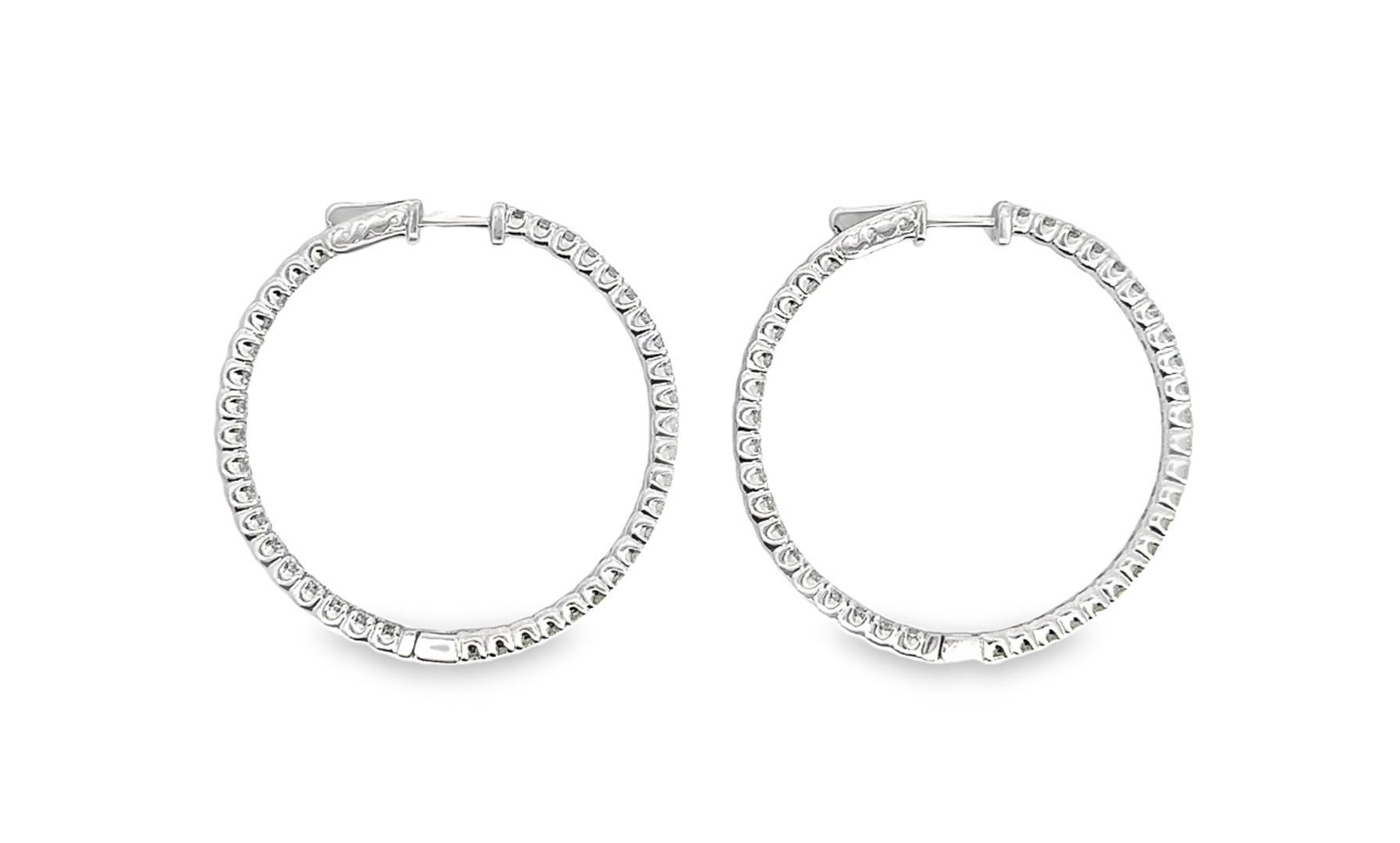 4.63 ctw Diamond Hoop Earrings - 14KT White Gold