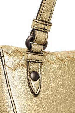 Bottega Veneta Gold Metallic Top Zip Shoulder Bag