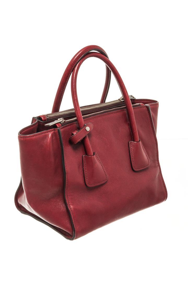 Prada Red Calf Twin Pocket Tote Bag