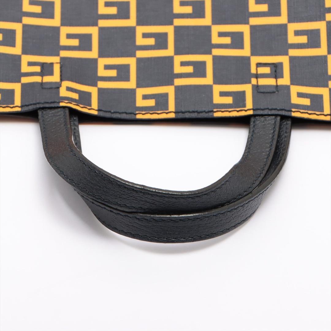 Gucci Black Yellow PVC Leather Square Tote Bag