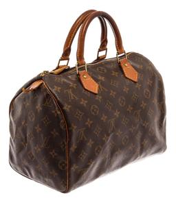 Louis Vuitton Brown Monogram Canvas Leather Speedy 30 Satchel Bag