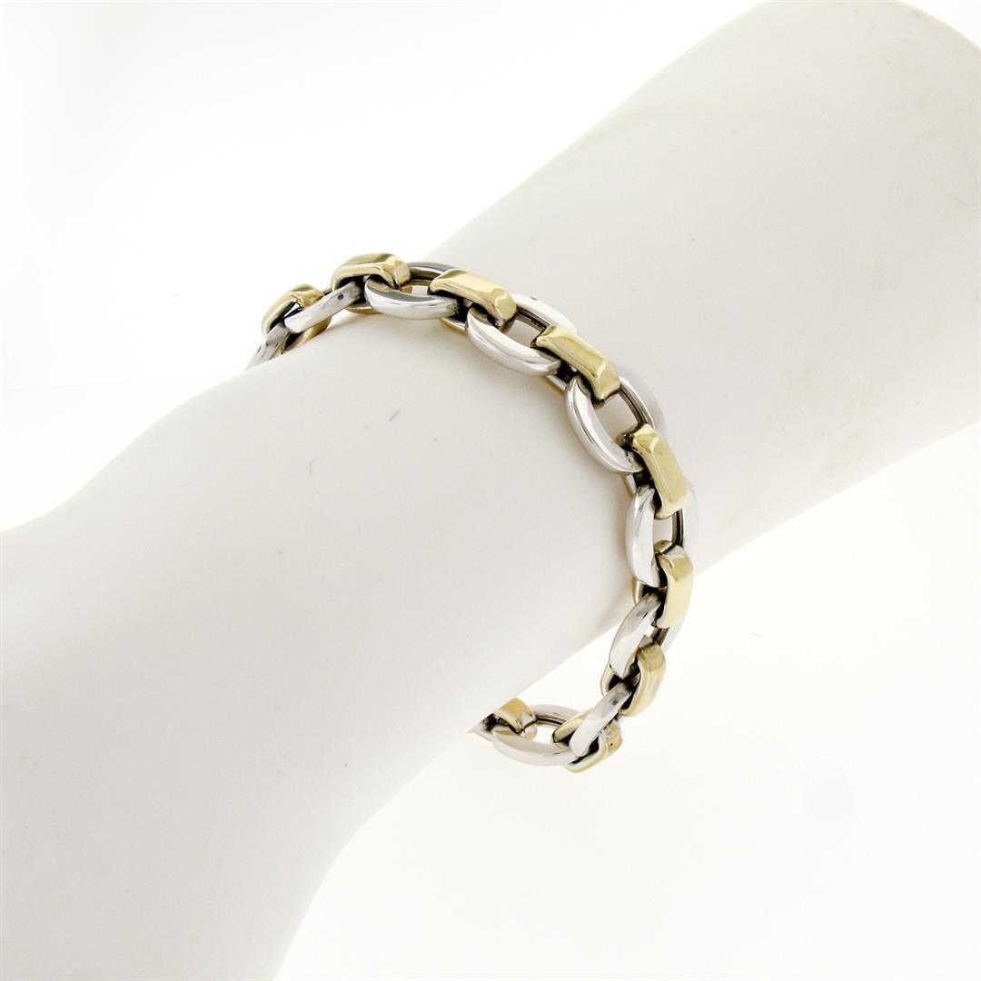 NEW Italian Solid 14K TT Gold 8" Interlocking Oval Link Chain Bracelet 16.98g