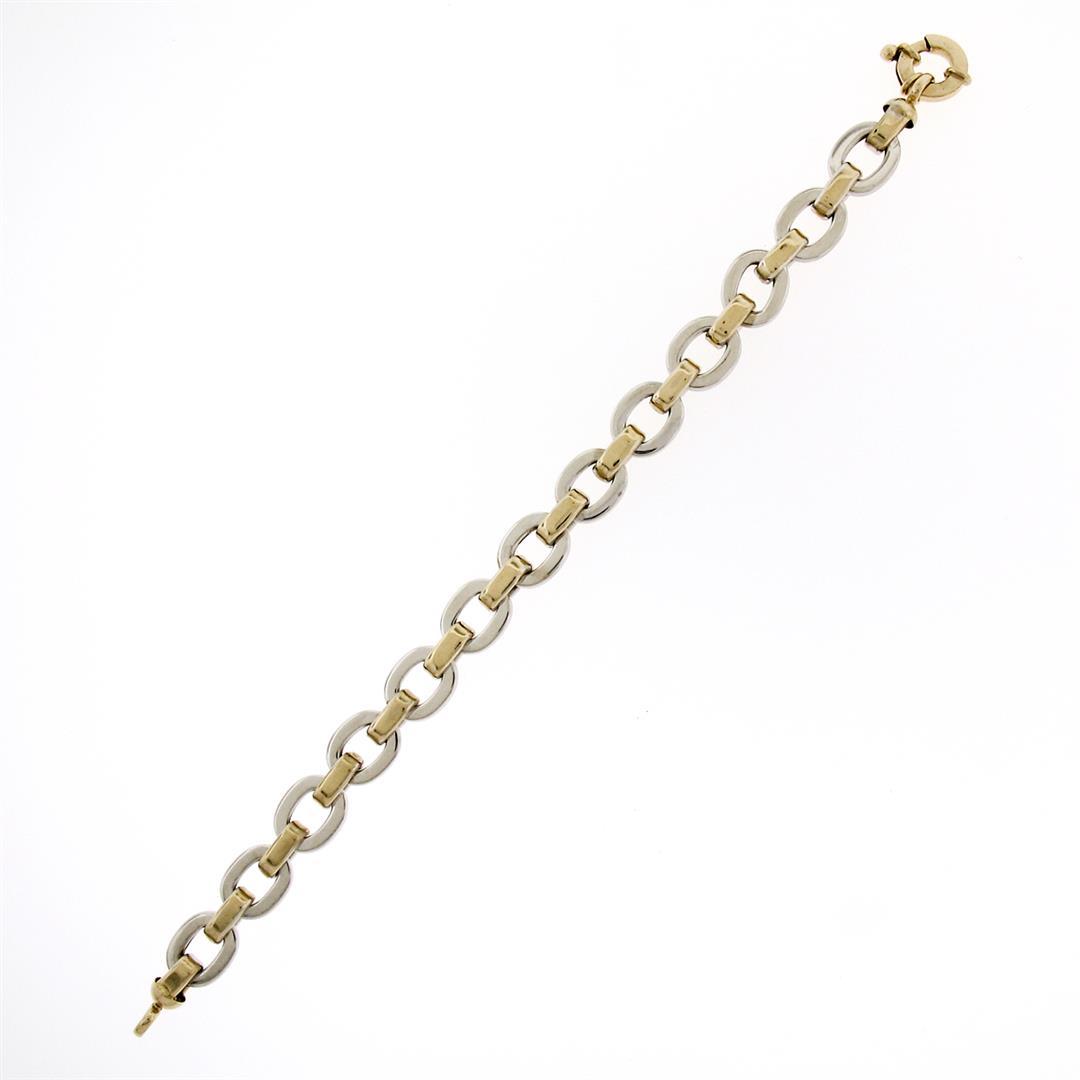 NEW Italian Solid 14K TT Gold 8" Interlocking Oval Link Chain Bracelet 16.98g