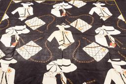 Chanel Black White Silk Chanel Scarf