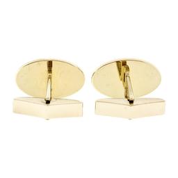 Vintage 14k Gold 0.04 ctw Round Single Cut Diamond Etched Polished Oval Cufflink