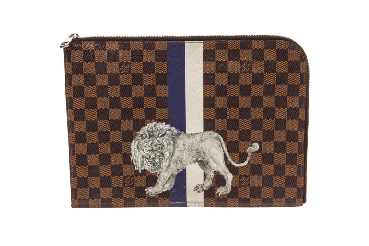 Louis Vuitton Brown Damier Ebene Lion Chapman Pochette Jour GM