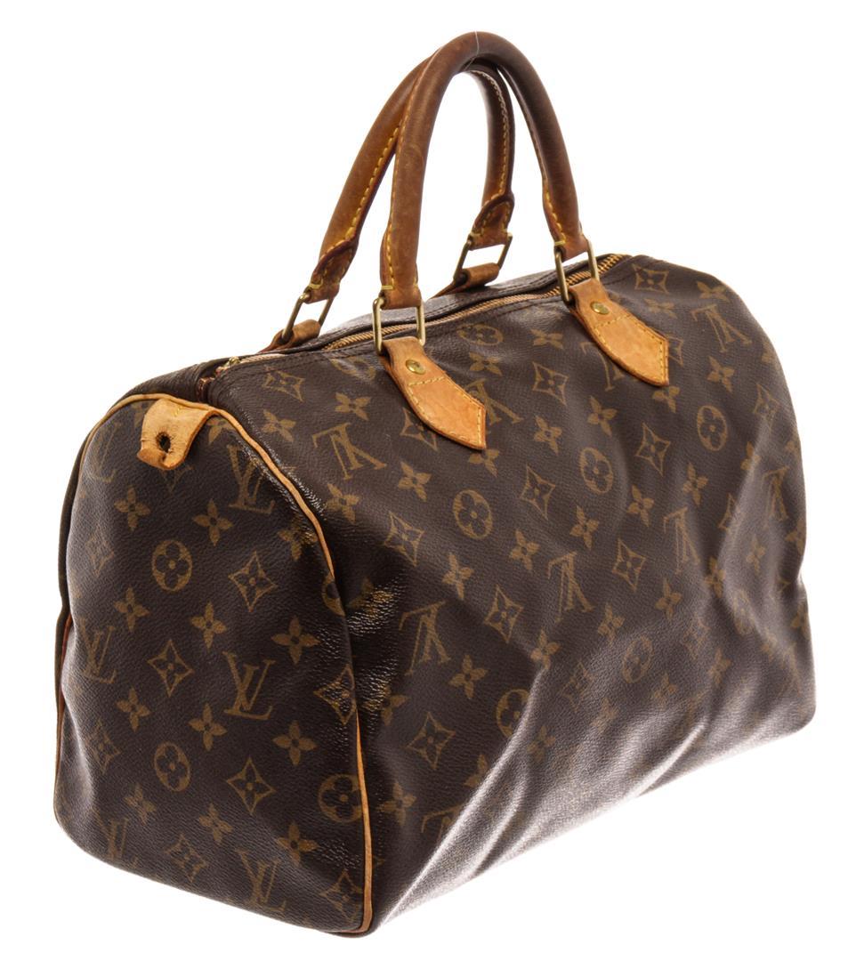 Louis Vuitton Brown Monogram Canvas Leather Speedy 30 Satchel Bag