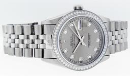 Rolex 36MM Stainless Steel Slate Grey Diamond 36MM Datejust Wristwatch