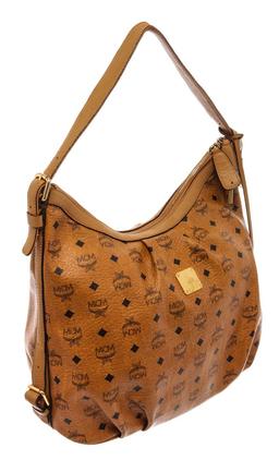 MCM Brown Canvas Leather Hobo Bag