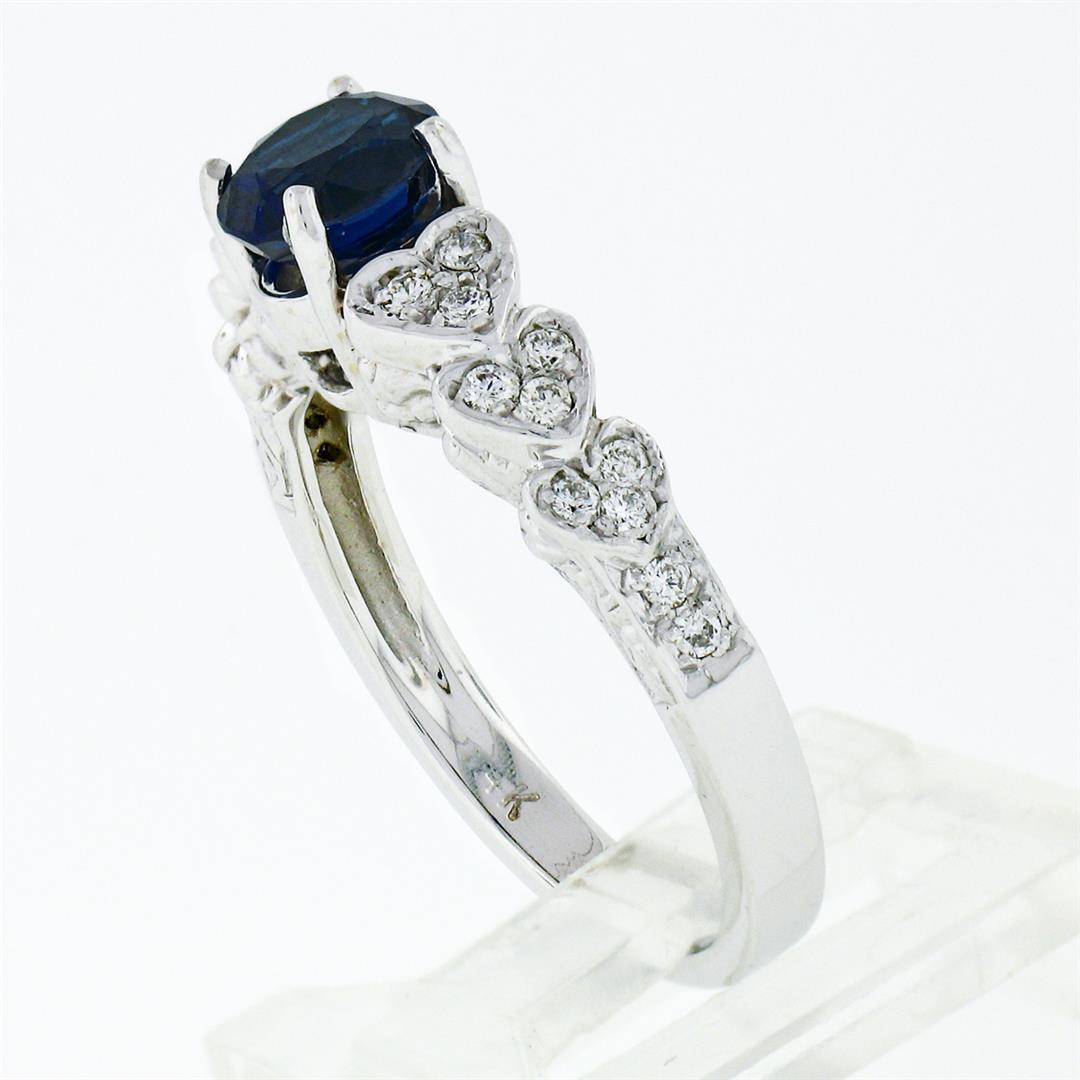 NEW 14K Gold 1.36 ctw GIA Oval Sapphire Solitaire & Diamond Heart Engagement Rin