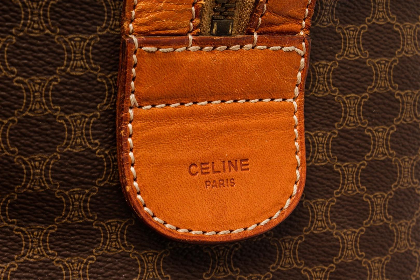 Celine Brown Leather Macadam Duffle Bag