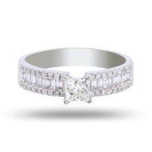 0.50 ctw SI2 CLARITY F COLOR CENTER Diamond 18K White Gold Ring (0.92 ctw Diamon