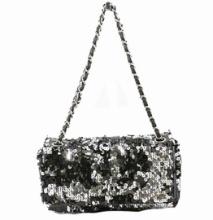 Chanel Black Silver-tone Sequin Leather Summer Night Single Flap Shoulder Bag