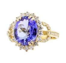 4.21 ctw Tanzanite And Diamond Ring - 14KT Yellow Gold