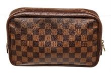 Louis Vuitton Brown Damier Canvas Toiletry Pouch Cosmetic Bag