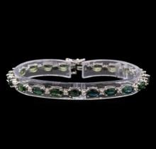 14KT White Gold 11.20 ctw Green Sapphire and Diamond Bracelet