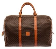 Celine Brown Leather Macadam Boston Bag