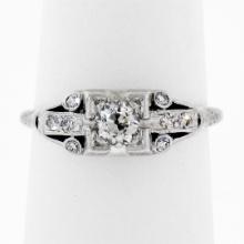 Art Deco Platinum 0.50 ctw Old European Diamond Engagement Ring