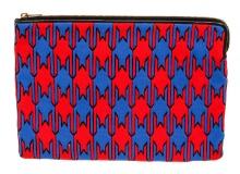 Celine Blue, Multicolor, Red Fabic Houndstooth Zip Pouch